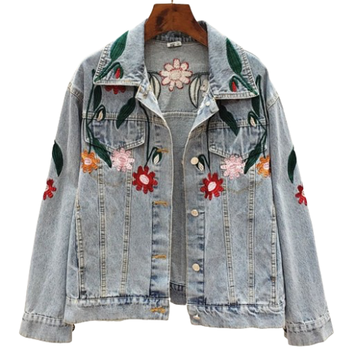 Woman’s Daisy Vine Denim Long Sleeve Jeans Jacket