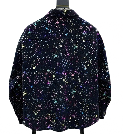 Men’s Constellation Star Burst Black Denim Jeans Jacket