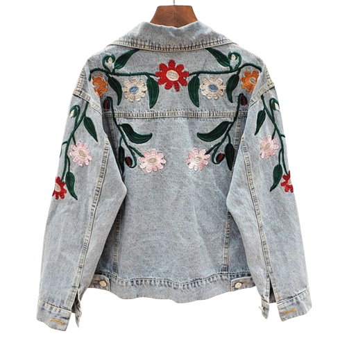 Woman’s Daisy Vine Denim Long Sleeve Jeans Jacket