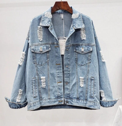 Women’s Floral Sequence Long Sleeve Denim Jeans Jacket