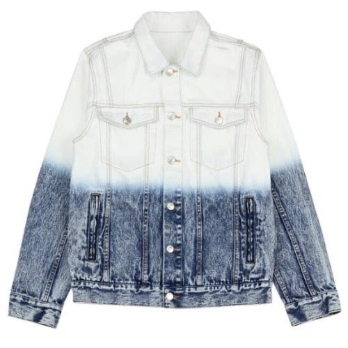 Men’s White to Blue Floating Gradient Denim Jeans Jacket