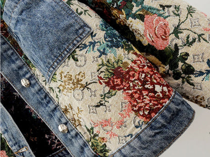 Women’s Bohemian Retro Jacquard Embroidered Denim Jeans Jacket