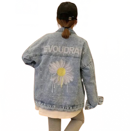 Women’s Melting Daisy Long Sleeved Denim Jeans Jacket