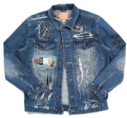 Men’s Idol Skull Punk Oversize Denim Jacket Coat