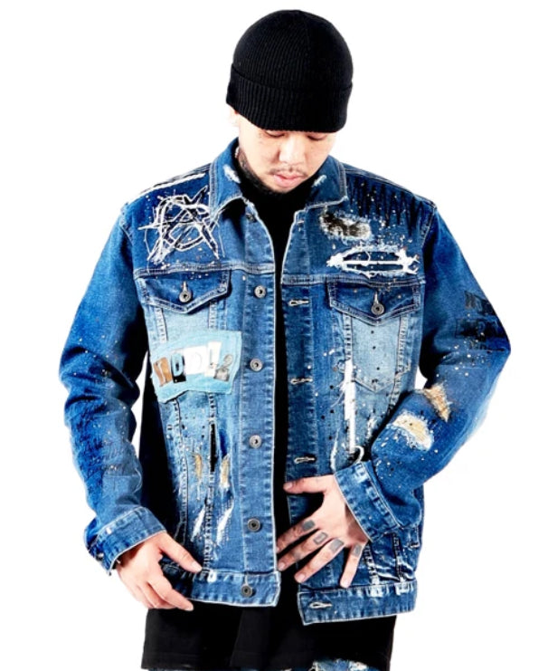 Men’s Idol Skull Punk Oversize Denim Jacket Coat