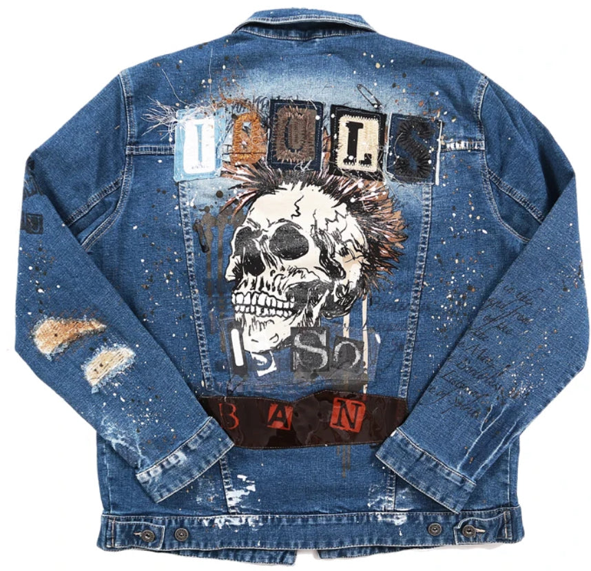 Men’s Idol Skull Punk Oversize Denim Jacket Coat