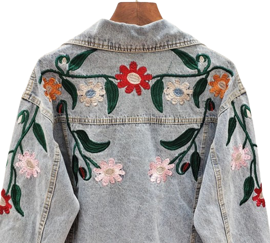 Woman’s Daisy Vine Denim Long Sleeve Jeans Jacket