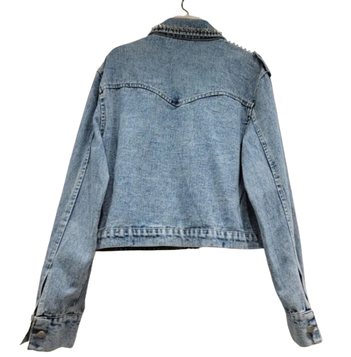 Women’s Studded and Flower Short Denim Jean’s Jacket Coat