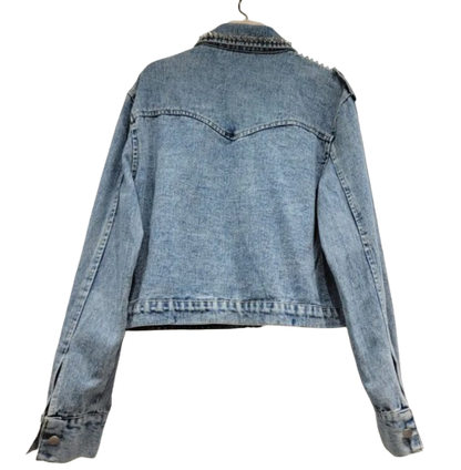 Women’s Studded and Flower Short Denim Jean’s Jacket Coat