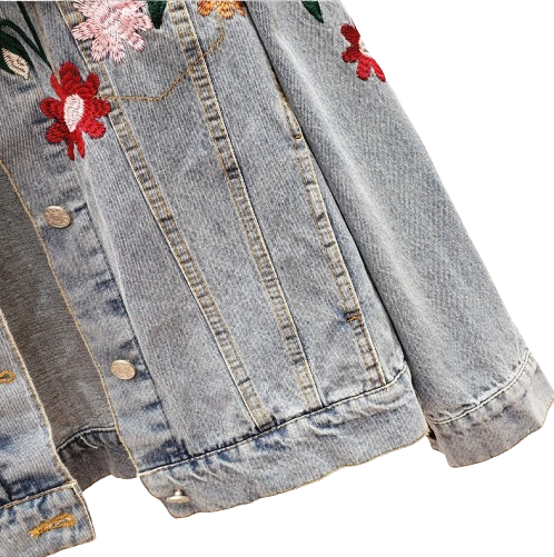 Woman’s Daisy Vine Denim Long Sleeve Jeans Jacket