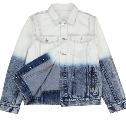 Men’s White to Blue Floating Gradient Denim Jeans Jacket