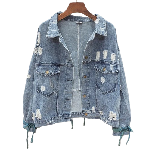 Women’s No Love Lost Three Dimensional Bouquet Denim Jeans Jacket