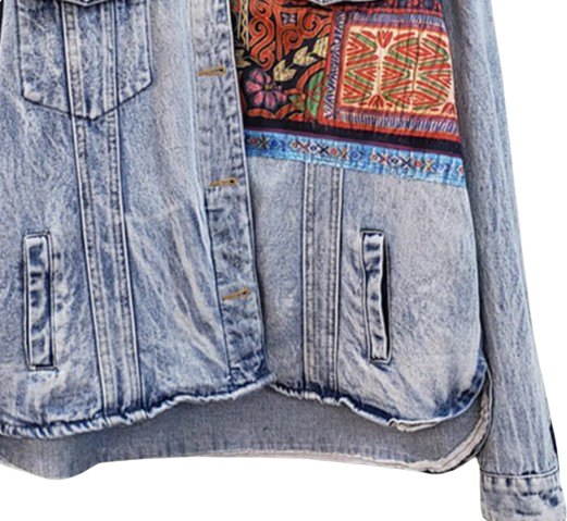 Women’s Retro Bohemia Patchwork Denim Jeans Jacket