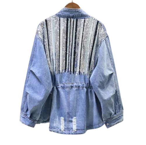 Women’s  Sequins Denim  Bomber Jacket