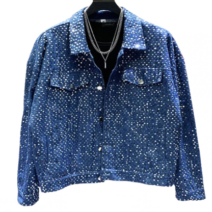 Men’s Retro Niche Sequin Denim Jeans Jacket Coat