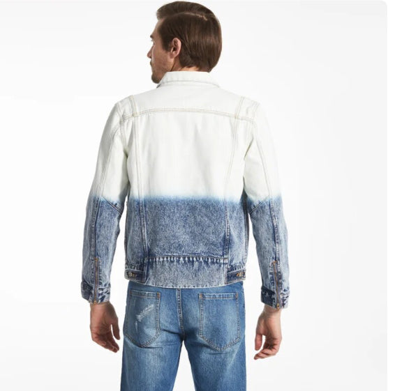 Men’s White to Blue Floating Gradient Denim Jeans Jacket