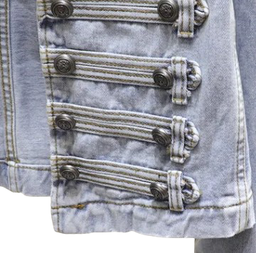 Women’s Retro Military Style Double-Breasted Slim Short Denim Jeans Jackets