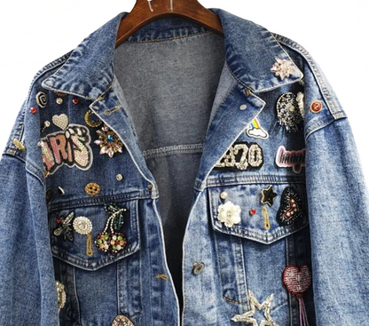 Women’s Charm Long Sleeve Denim Jeans Jacket