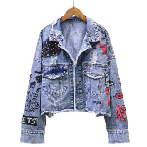 Women’s Punk Utopia Long Sleeve Denim Jeans Jacket