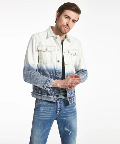 Men’s White to Blue Floating Gradient Denim Jeans Jacket