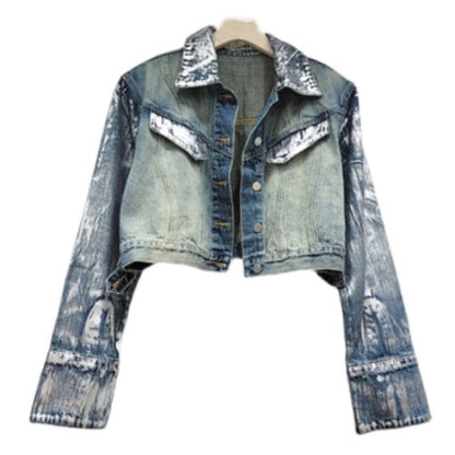 Women’s PULSE Short Retro Handmade Denim Jeans Jacket