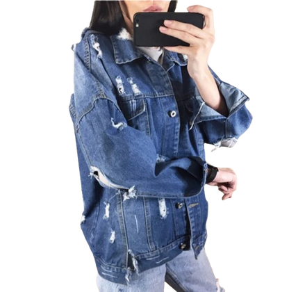 Women’s The Great Artist Distressed Denim Jeans Jacket