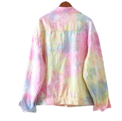 Women’s Rainbow Rain Long Sleeve Denim Jeans Jacket