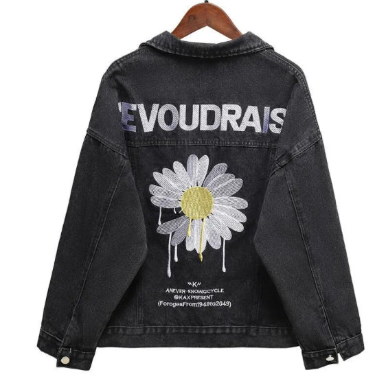 Women’s Melting Daisy Long Sleeved Denim Jeans Jacket