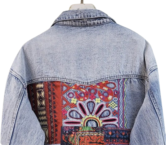 Women’s Retro Bohemia Patchwork Denim Jeans Jacket