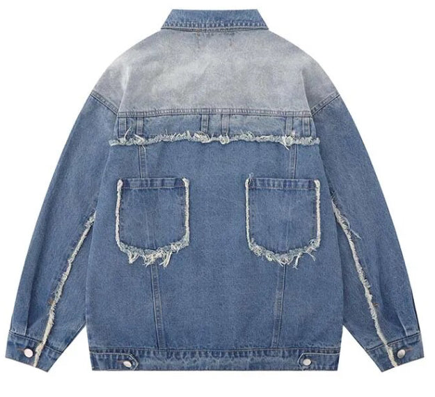 Unisex Bohemian Retro Star Denim Jacket Coat