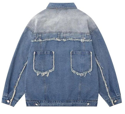 Unisex Bohemian Retro Star Denim Jacket Coat