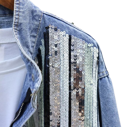 Women’s  Sequins Denim  Bomber Jacket