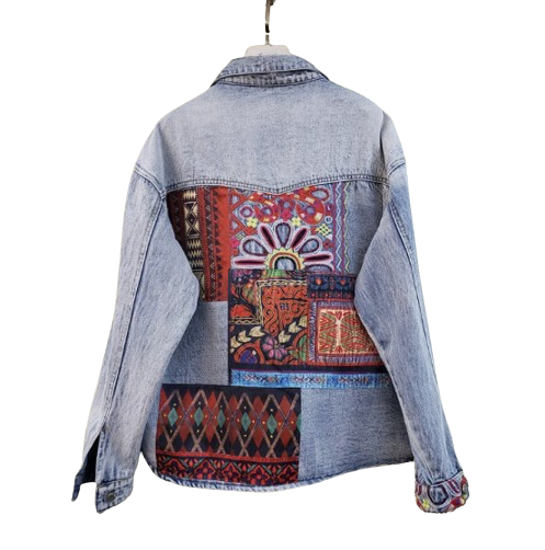 Women’s Retro Bohemia Patchwork Denim Jeans Jacket