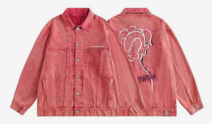 Men’s Pink E.T Rockstar Denim Jeans Jacket Coat