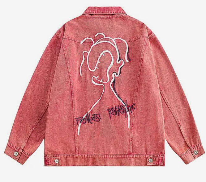 Men’s Pink E.T Rockstar Denim Jeans Jacket Coat